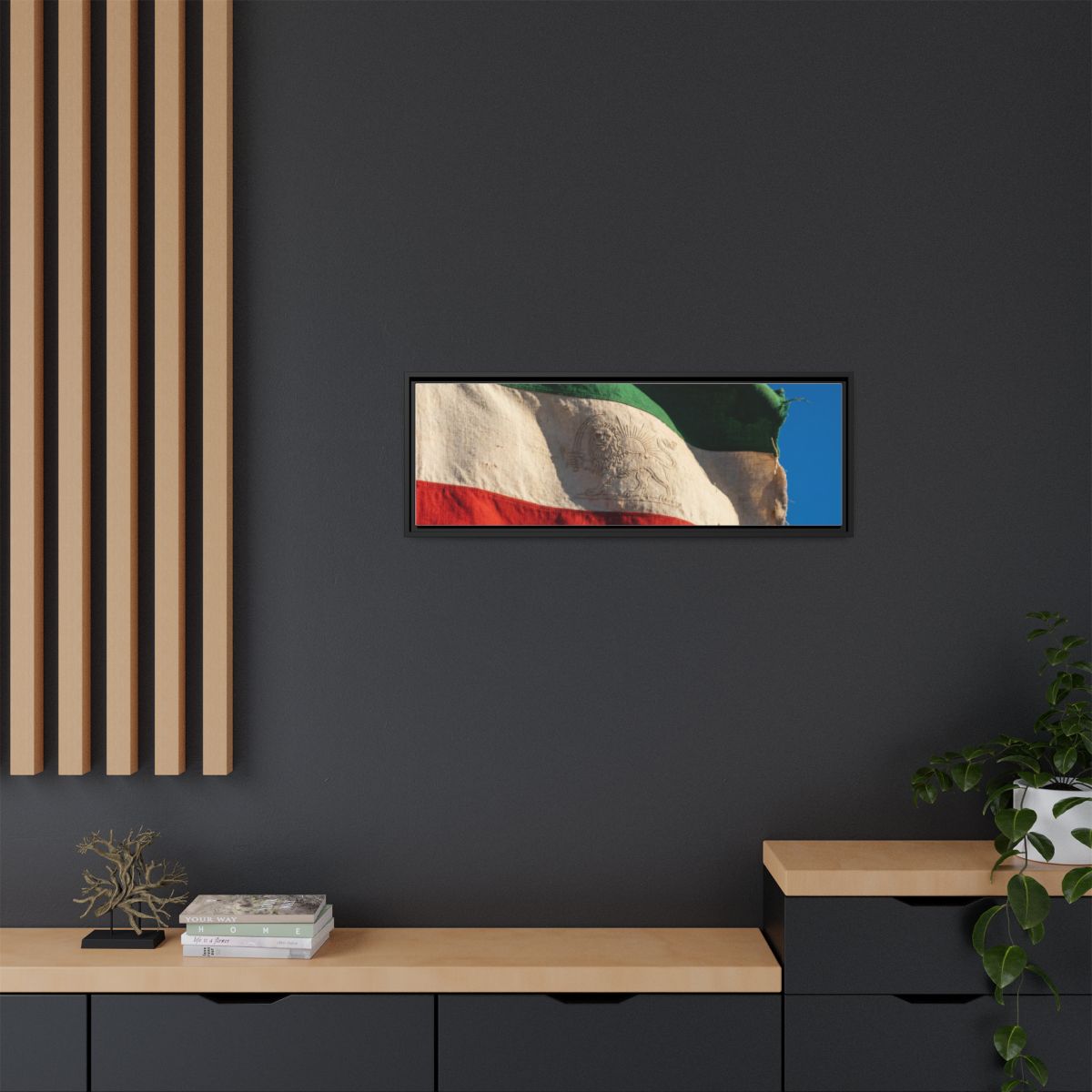 Framed Canvas Art - Distressed Flag — Black / 1.25"