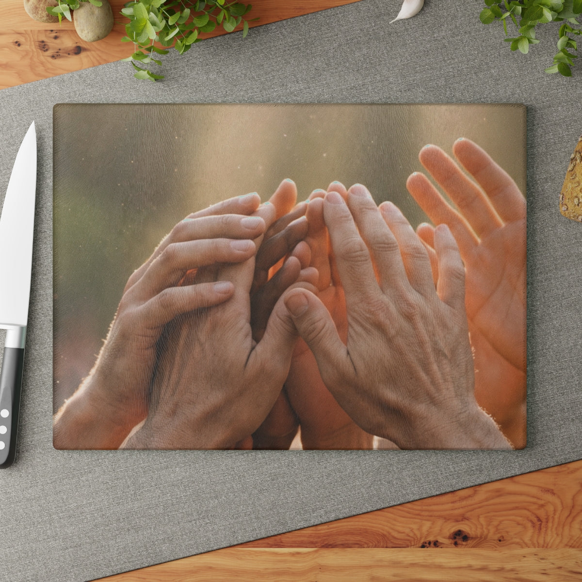 Glass Cutting Board - Golden Rays of Unity Wall Art |...