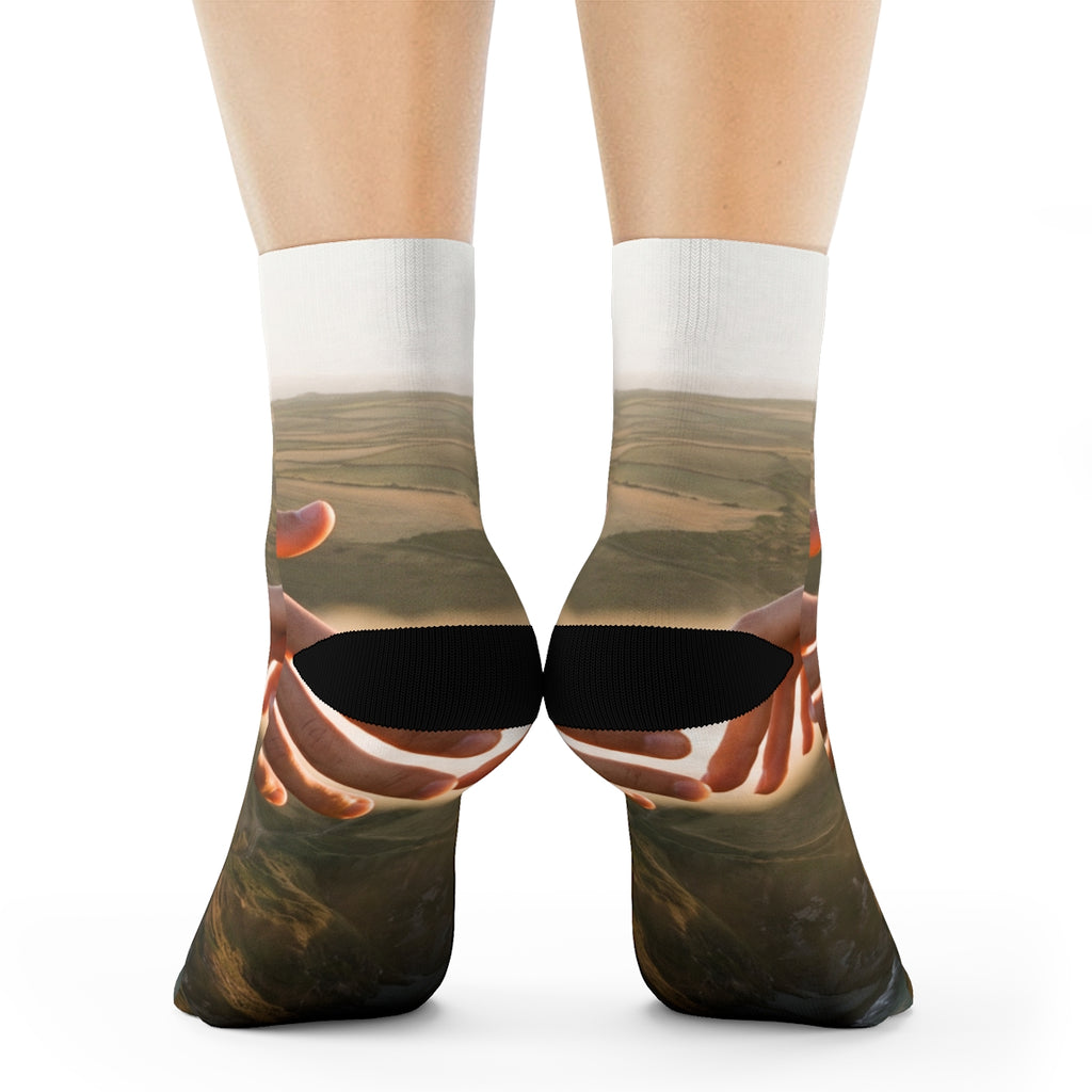 Crew Socks - The Infinite Touch | Ethereal Coastal Art |...