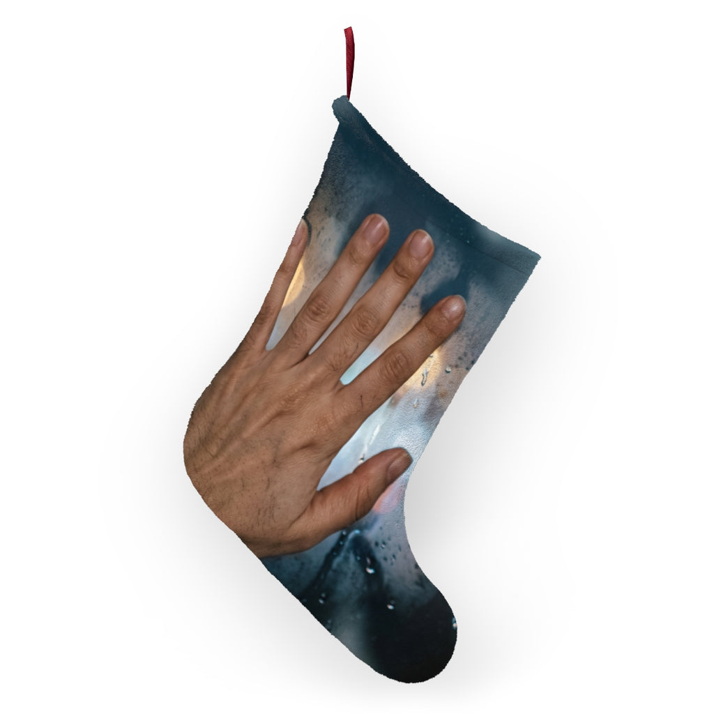 Rainy City Window Art Christmas Stocking