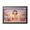 Framed Horizontal Poster - Garden Girl Gate — Black (14×11...
