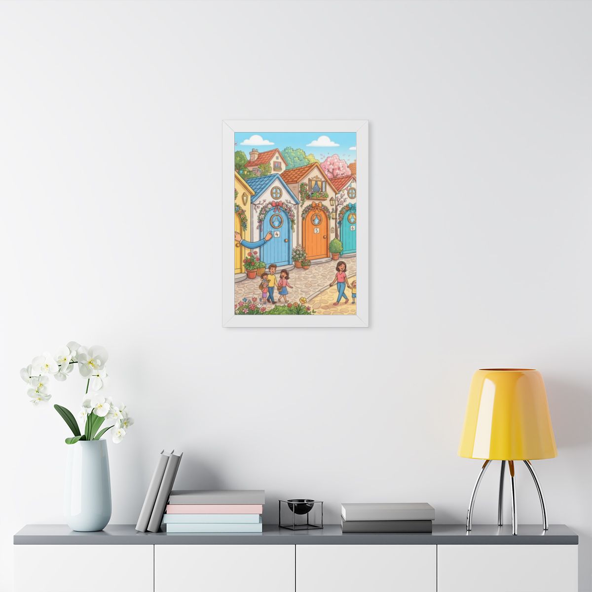 Framed Vertical Poster - Storybook Lane Gateway — White... |...