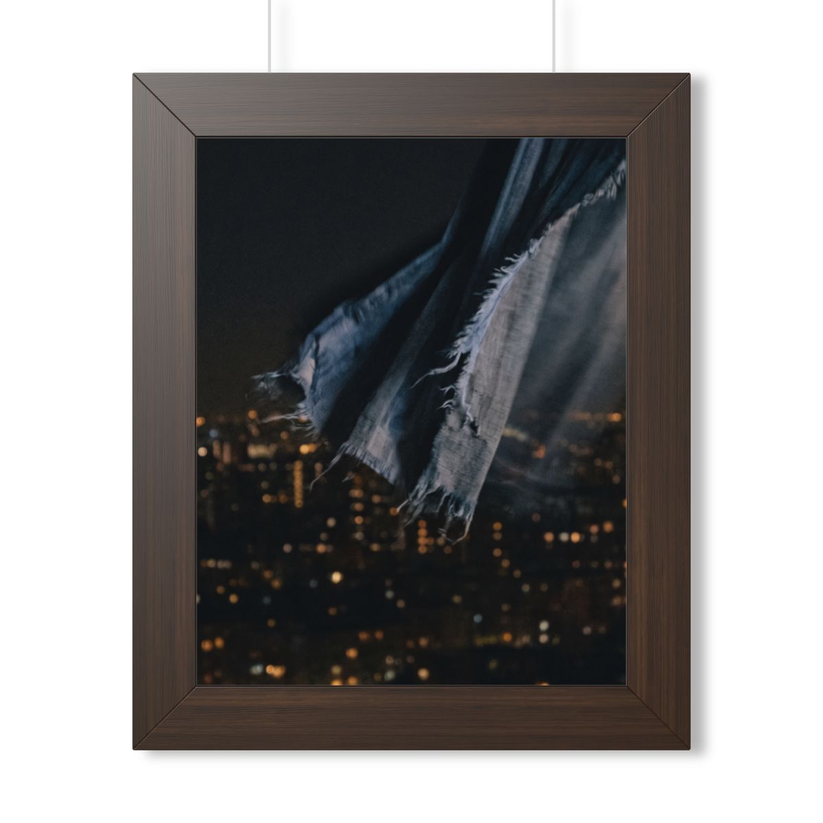Framed Vertical Poster - City Lights Nocturne — Walnut... |...