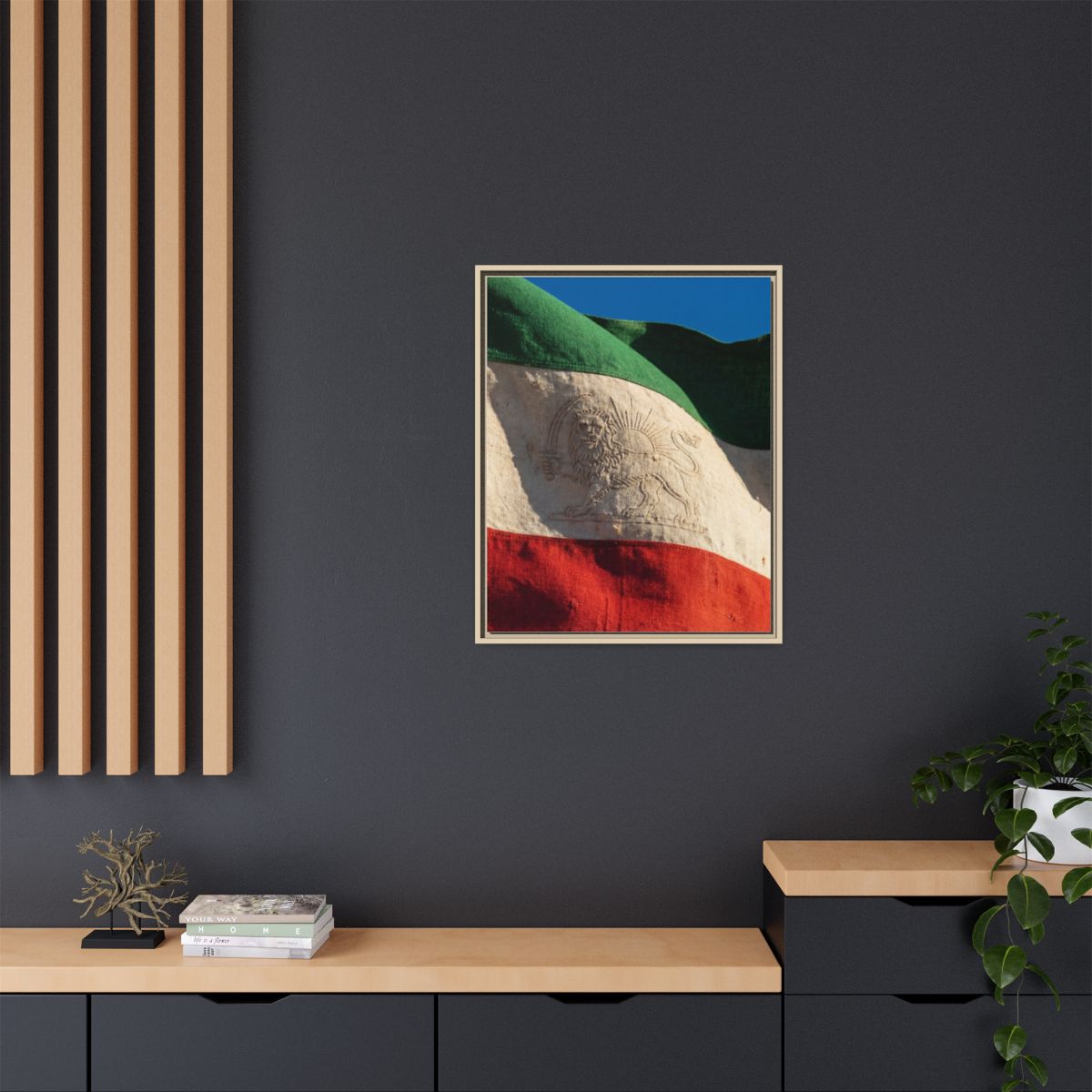 Framed Canvas Art - Distressed Flag — Natural / 1.25"