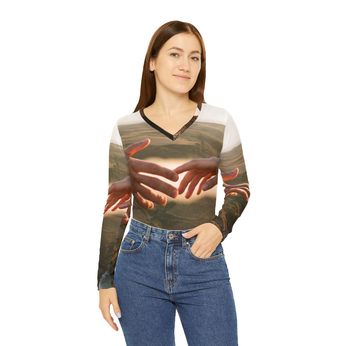 Women's Long Sleeve V-neck Shirt - The Infinite Touch |... |...