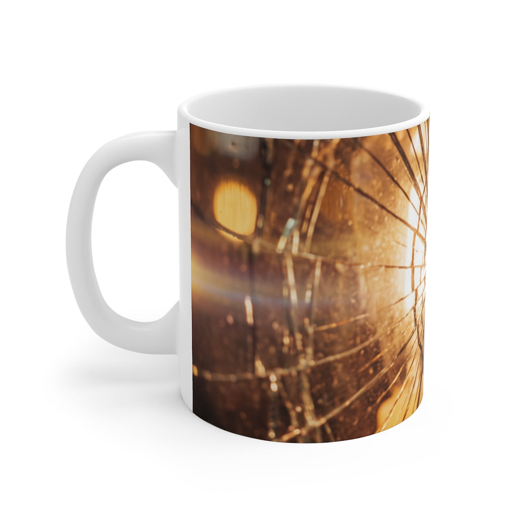11oz White Mug - Shattered Amber Glow