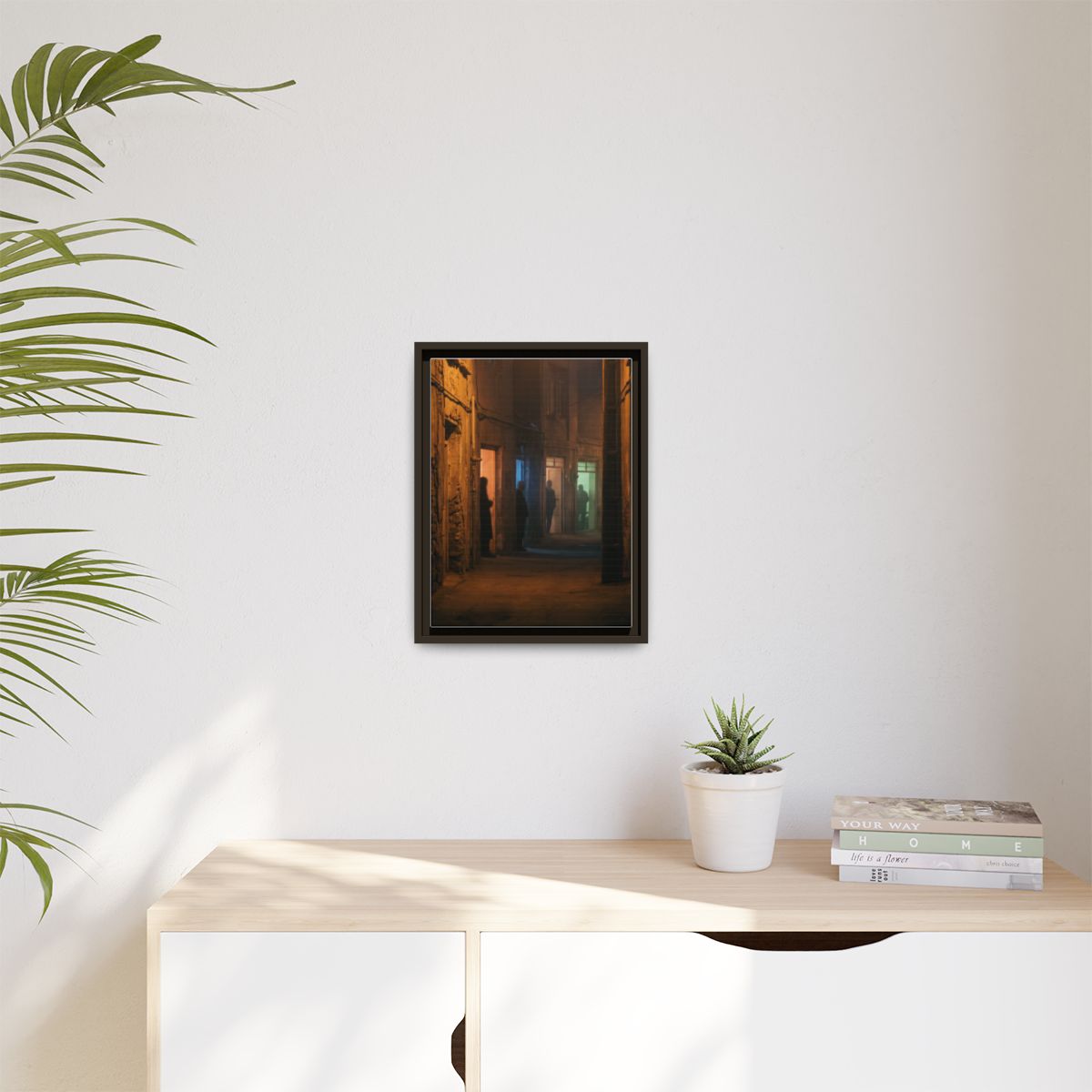 Matte Canvas, Framed - Shadowed Alleyway Mystery Art Print...