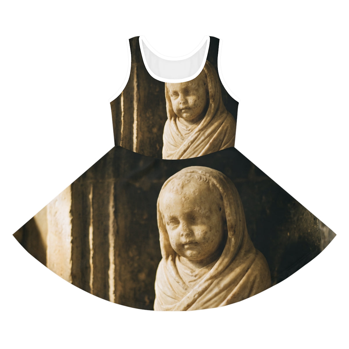 Vestido infantil de verão com querubim de mármore