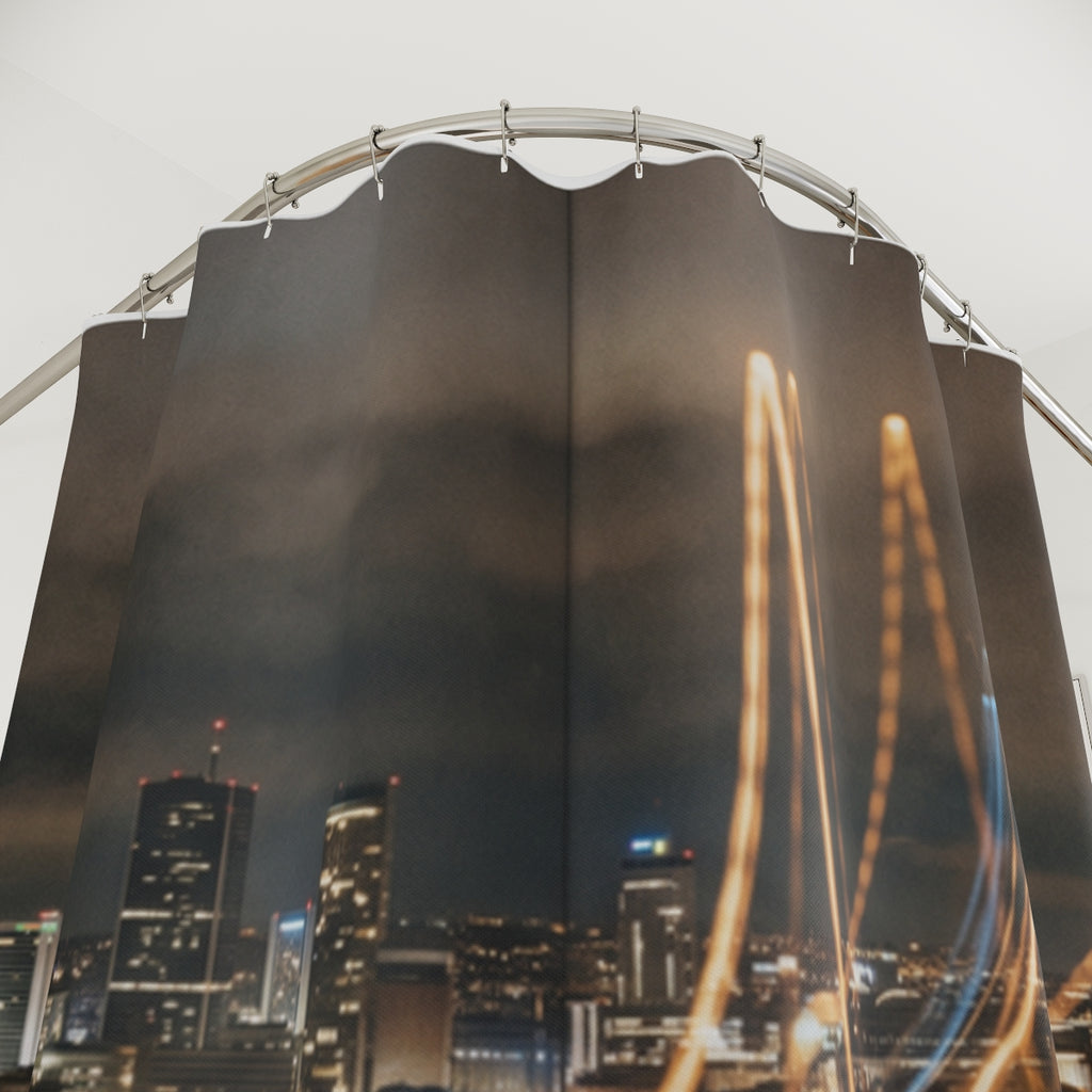 Shower Curtain - Urban Pulse City View | Echovira Gallery