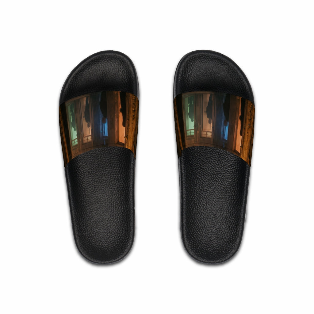 Men's Slide Sandals - Shadowed Alleyway Mystery Art Print |...