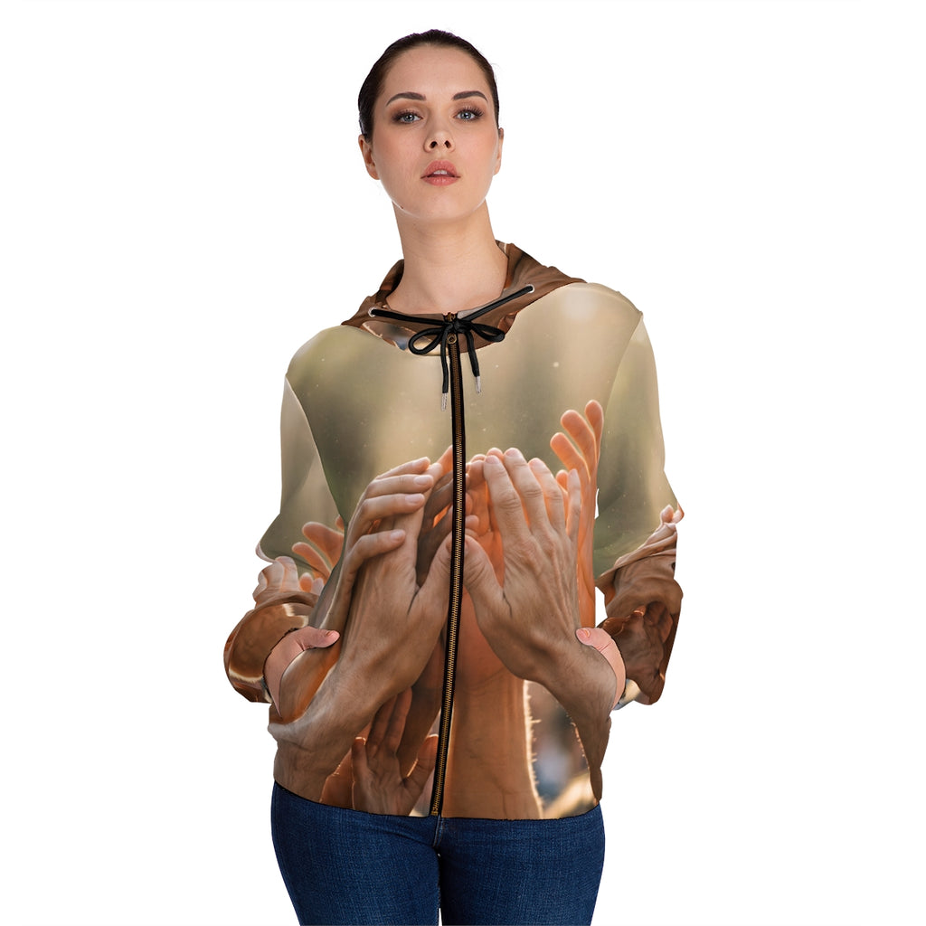 Women's Full-Zip Hoodie - Golden Rays of Unity Wall Art |...