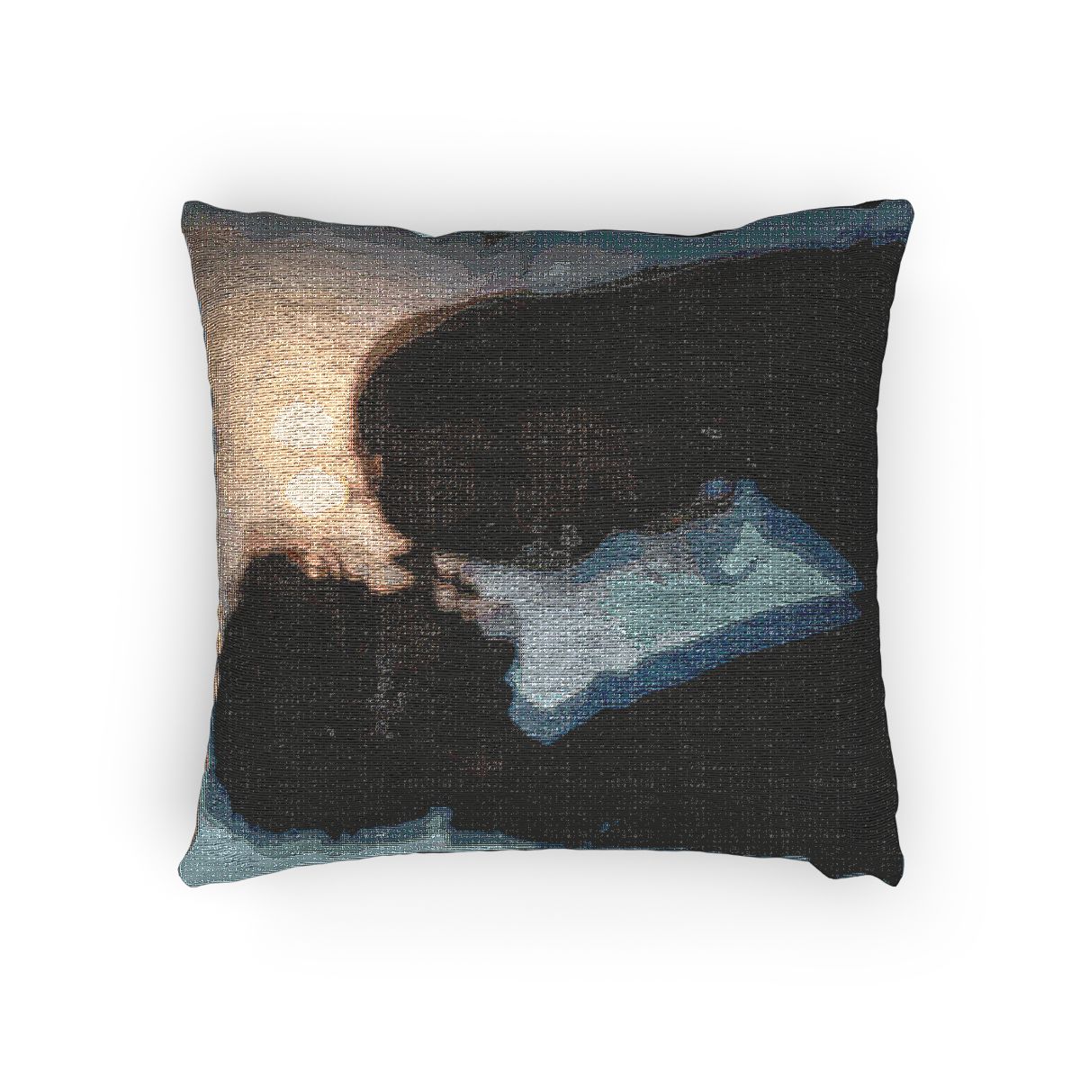Midnight Reflections Woven Pillow - Moody Texture Cushion |...