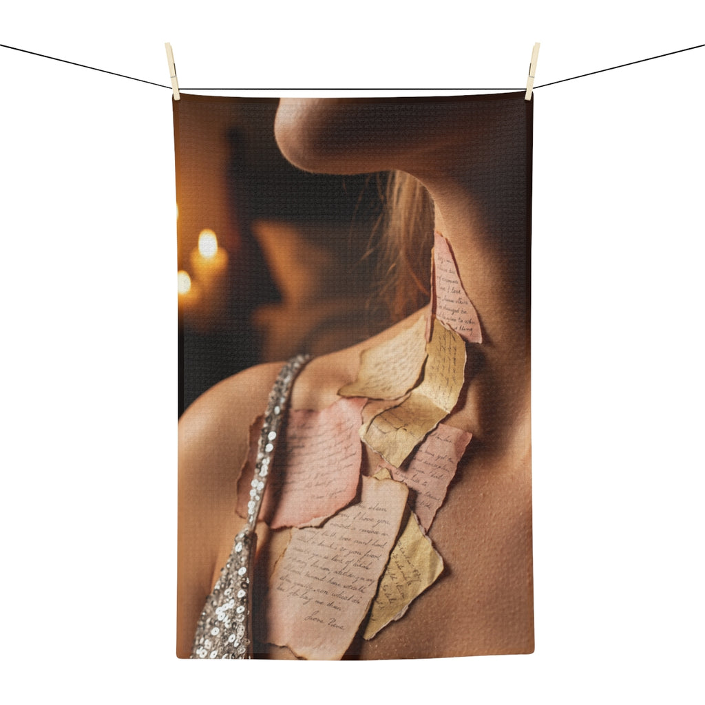 Microfiber Tea Towel - Dark Academia Letters Art - Whispers...