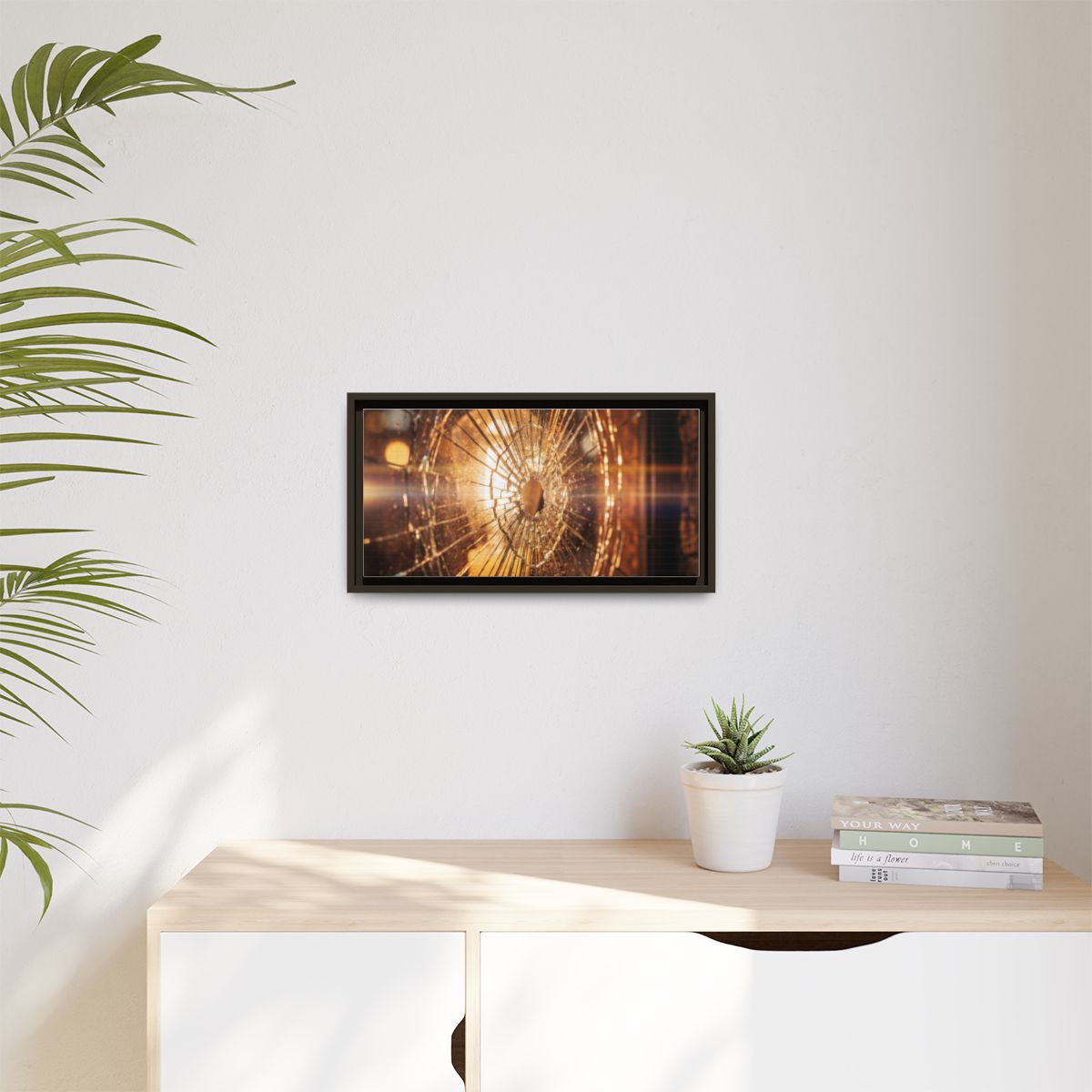 Matte Canvas, Framed - Golden Fractured Art — Espresso /......