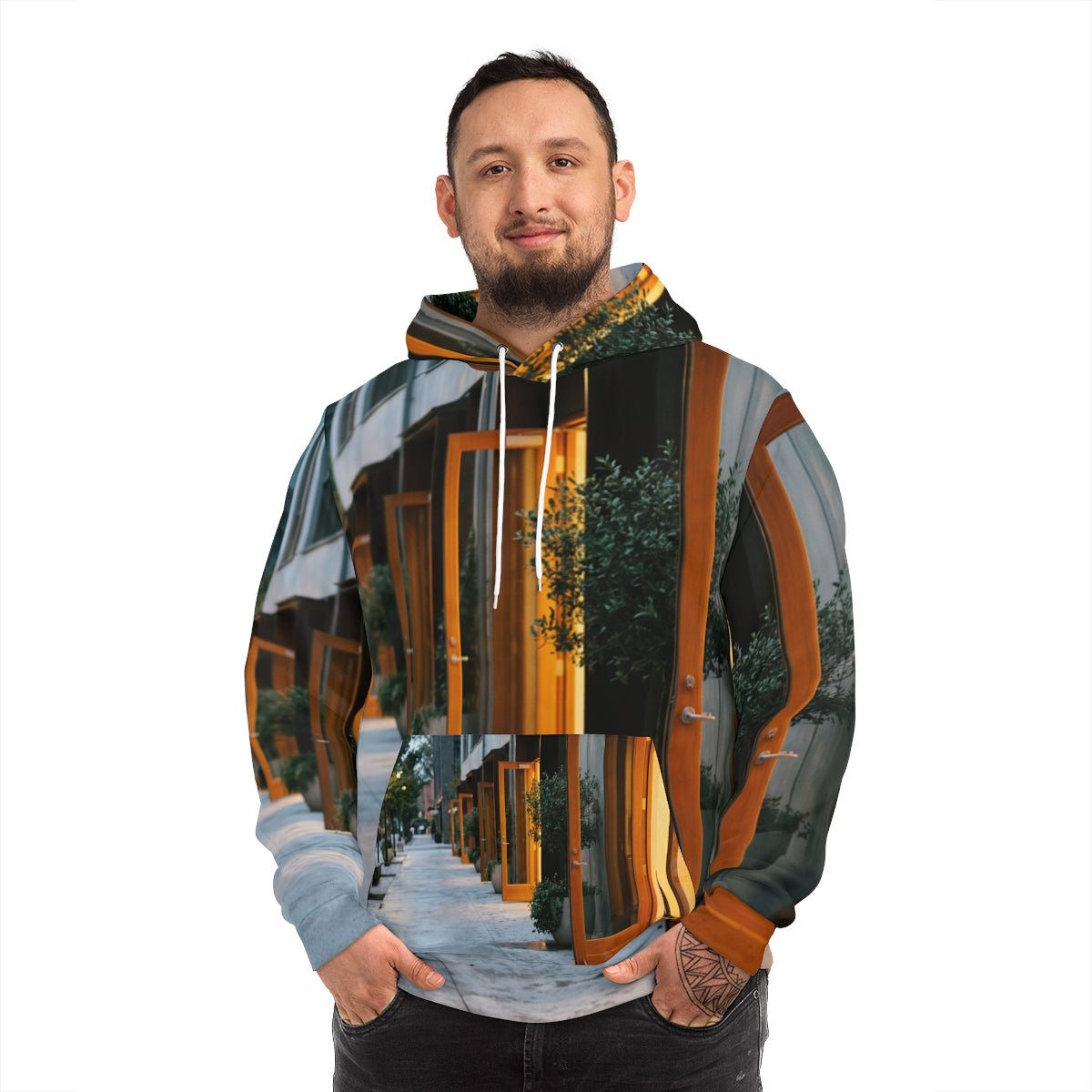 Men's Fashion Hoodie - Twilight Courtyard Architecture |...
