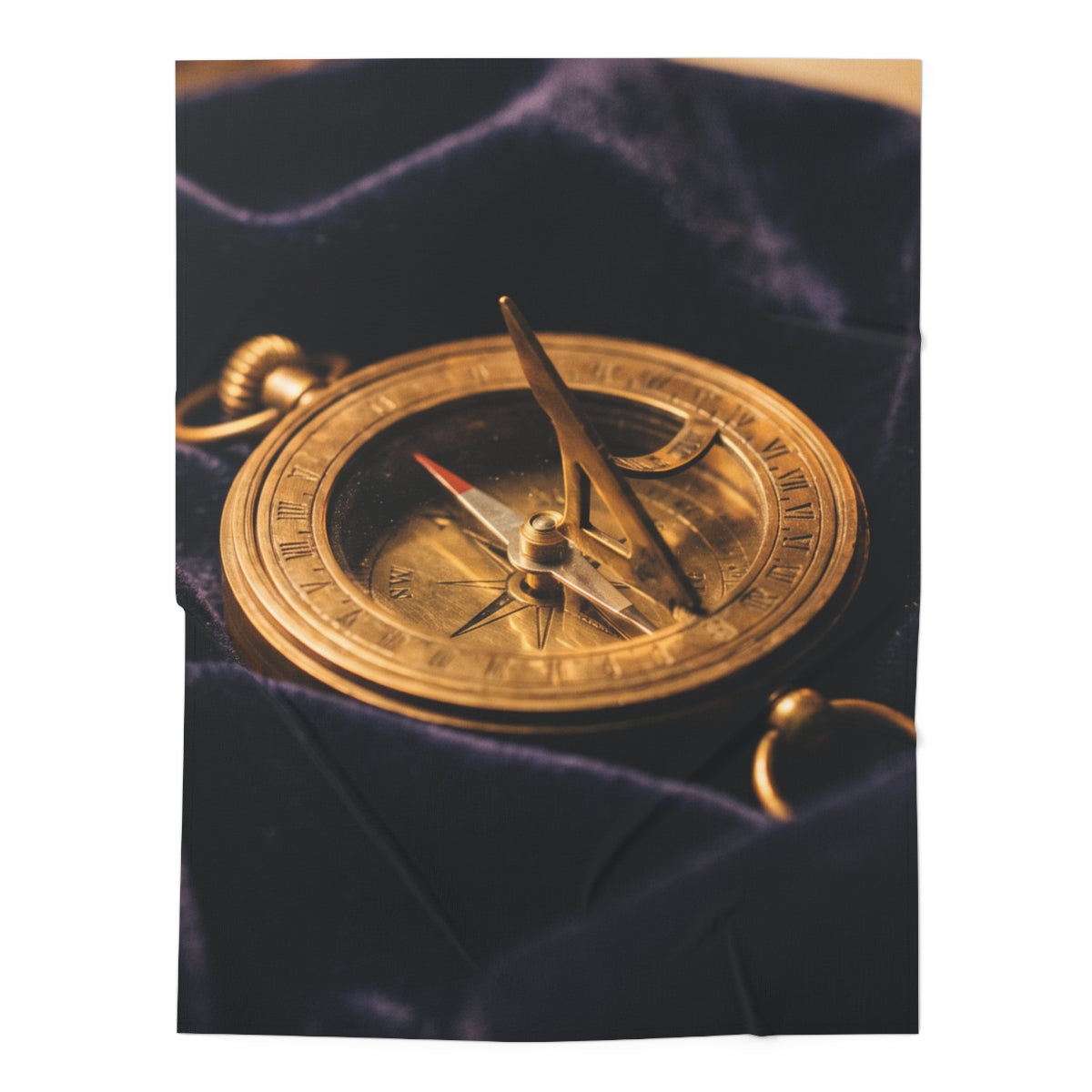 Vintage Brass Sundial Compass Baby Blanket