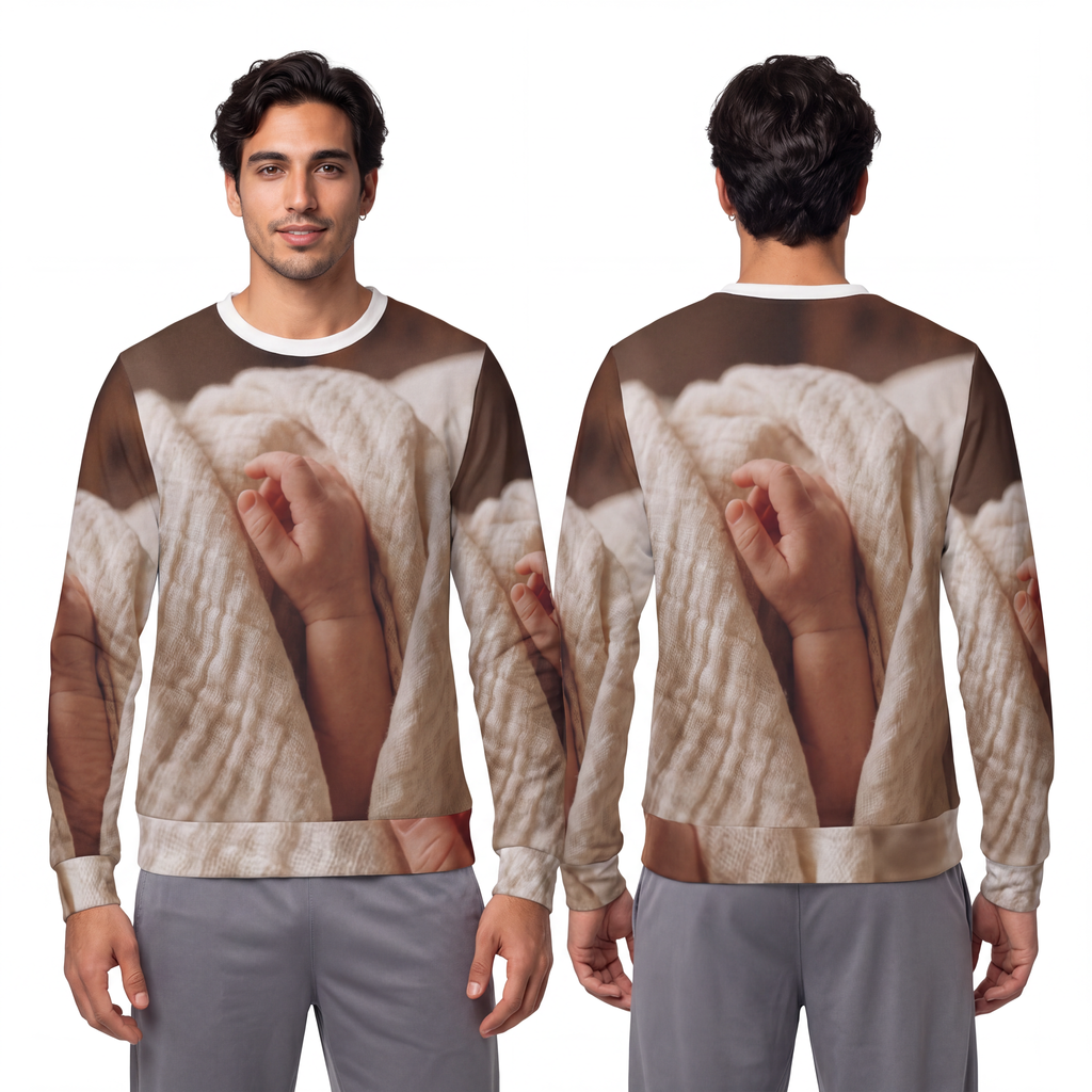 Men's Lightweight Sweatshirt - Tender Newborn Hand in Soft...