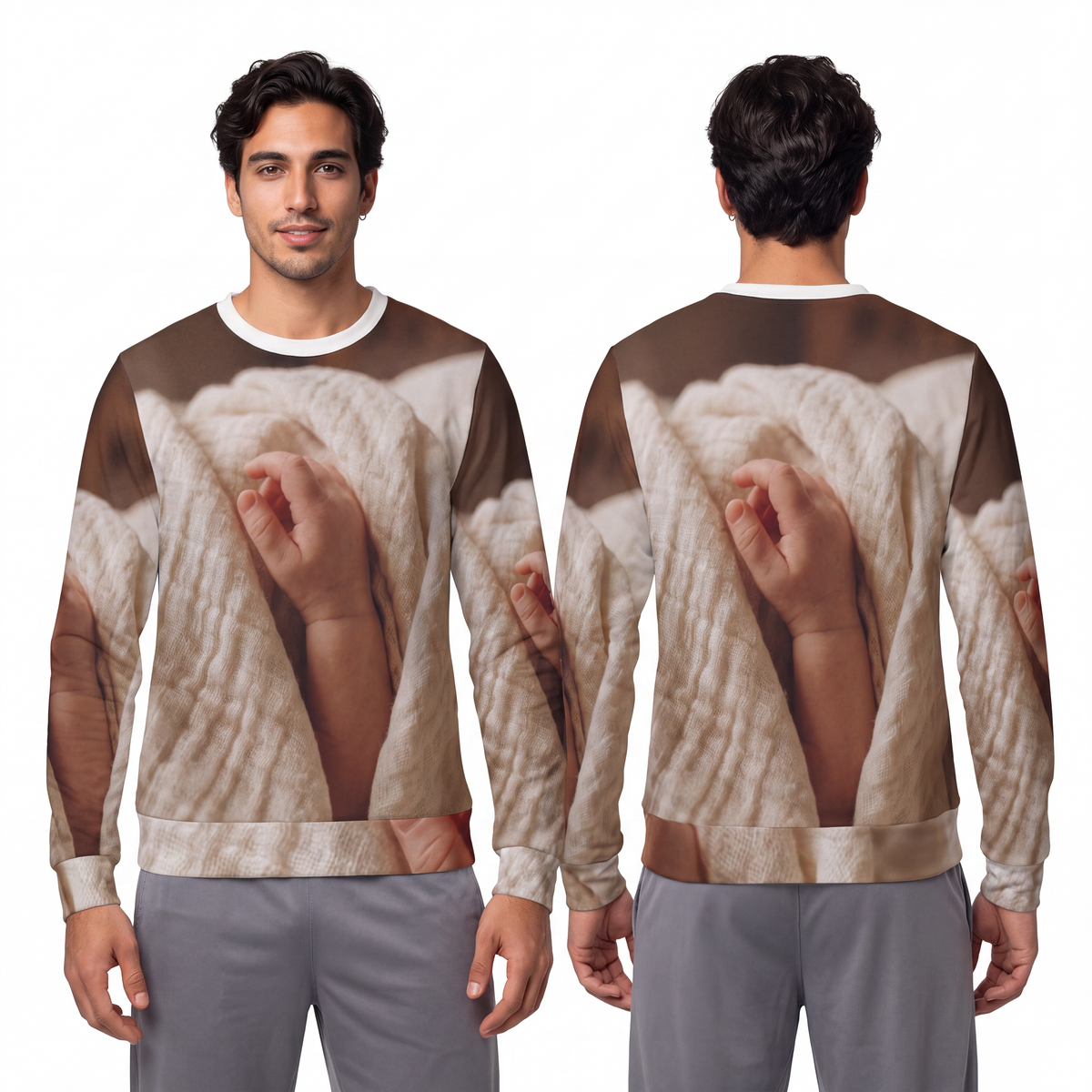 Men's Lightweight Sweatshirt - Tender Newborn Hand in Soft...