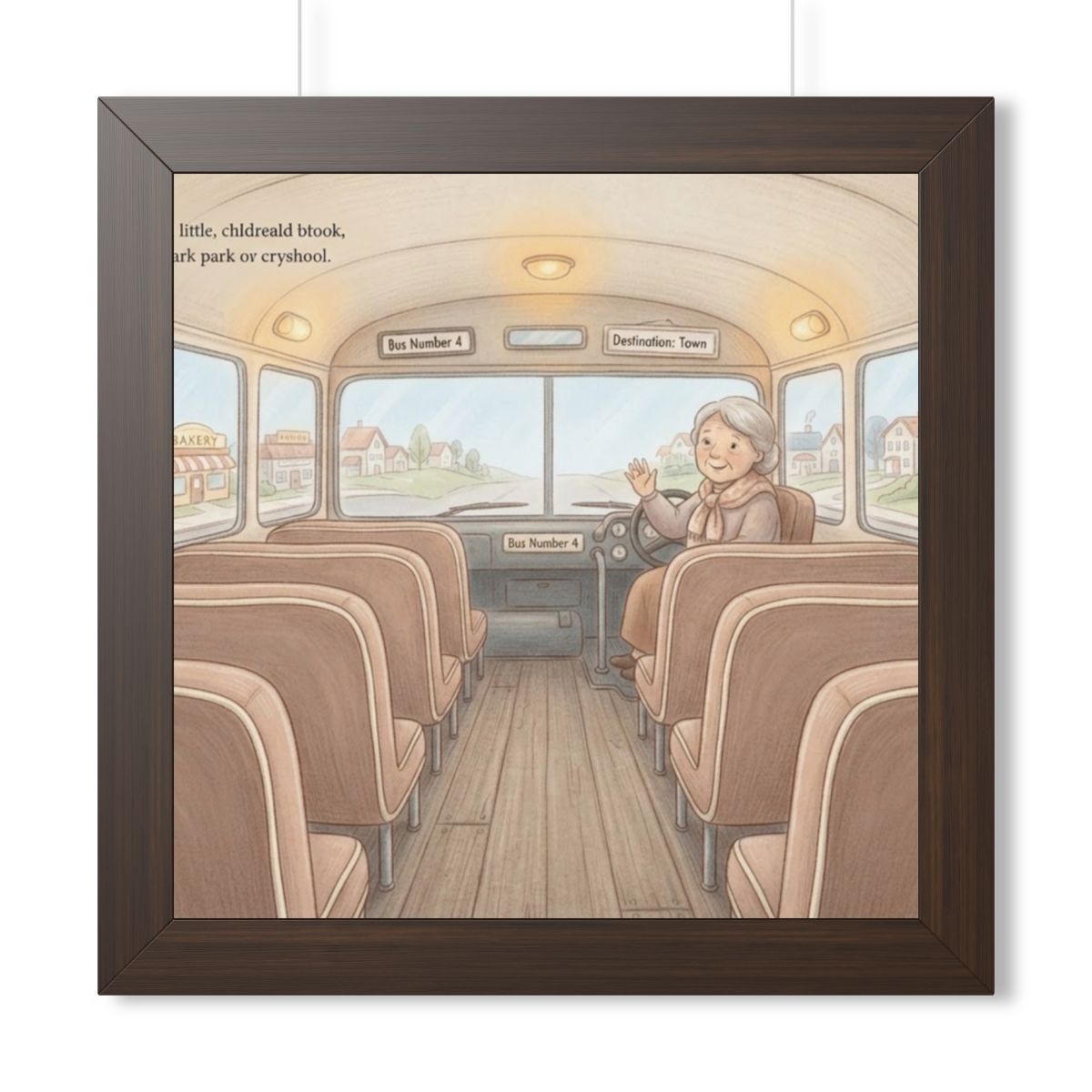 Framed Horizontal Poster - Storybook Bus Ride Whimsical Wall...