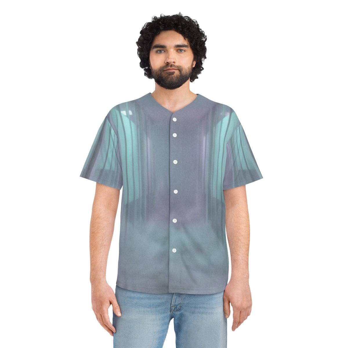 Men's Baseball Jersey - Liminal Corridor Fog Art Print |...