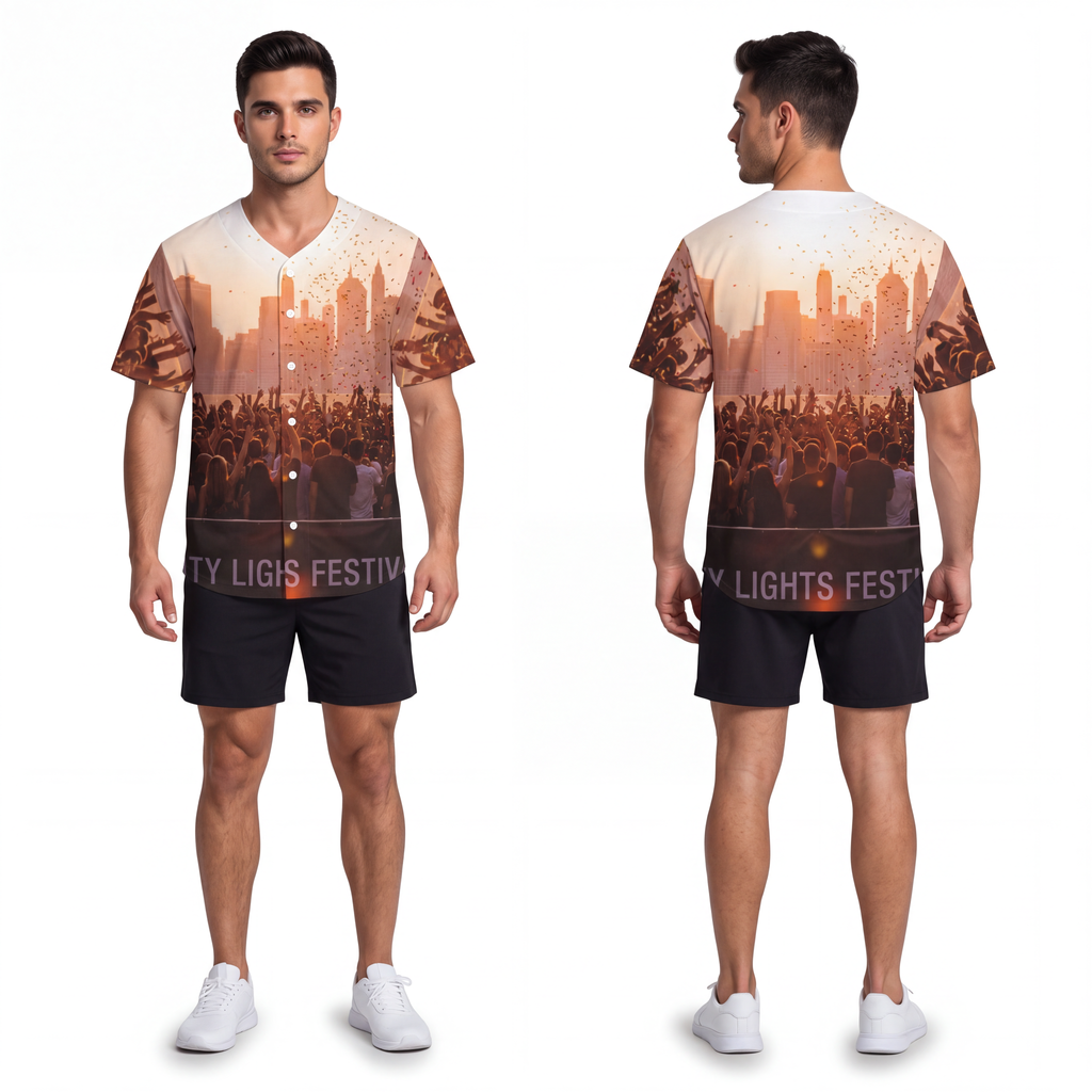 Men's Baseball Jersey - City Lights | Echovira Gallery