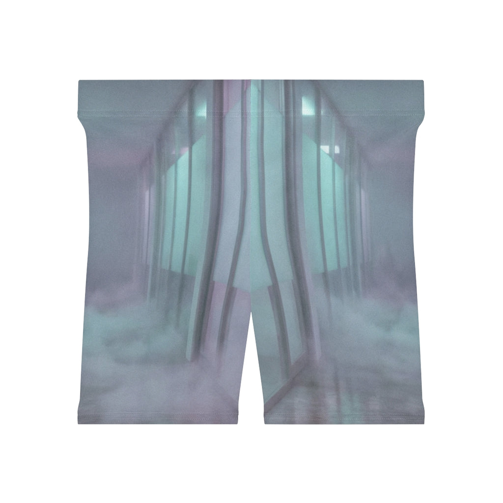 Women's Biker Shorts - Liminal Corridor Fog Art Print |...