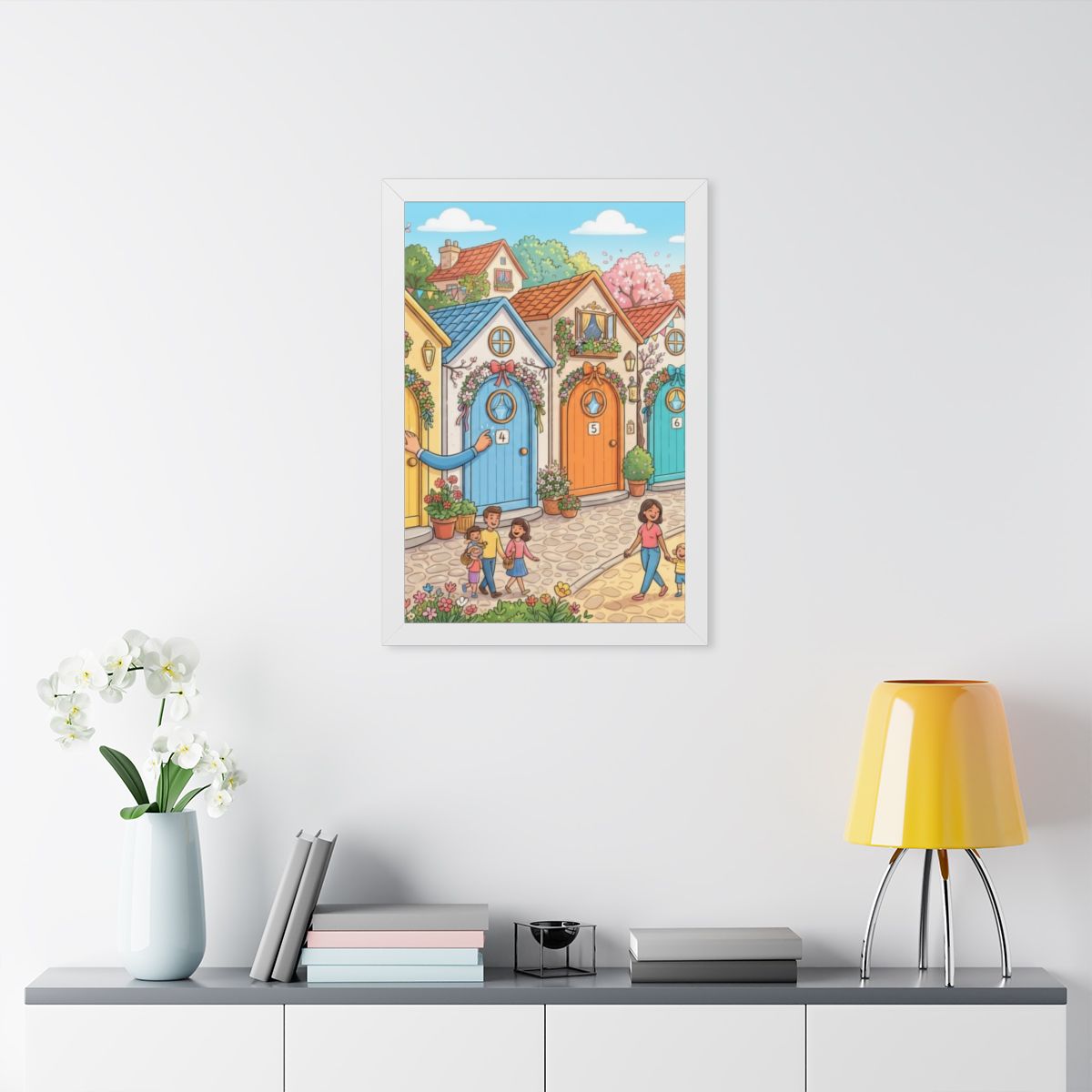 Framed Vertical Poster - Storybook Lane Gateway — White... |...