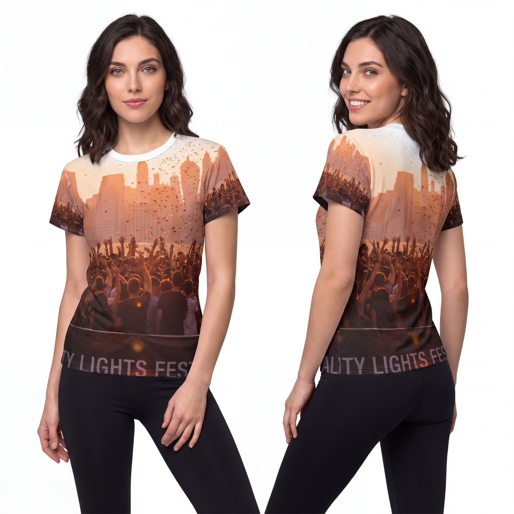 Women's Cut & Sew Tee - City Lights | Echovira Gallery