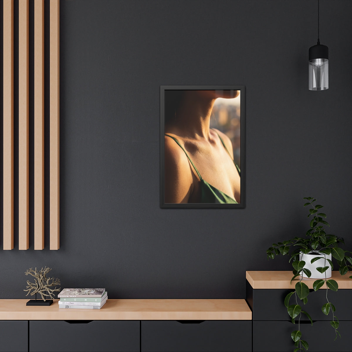 Golden Hour Framed Poster - Elegant Sunkissed Art — Portrait...