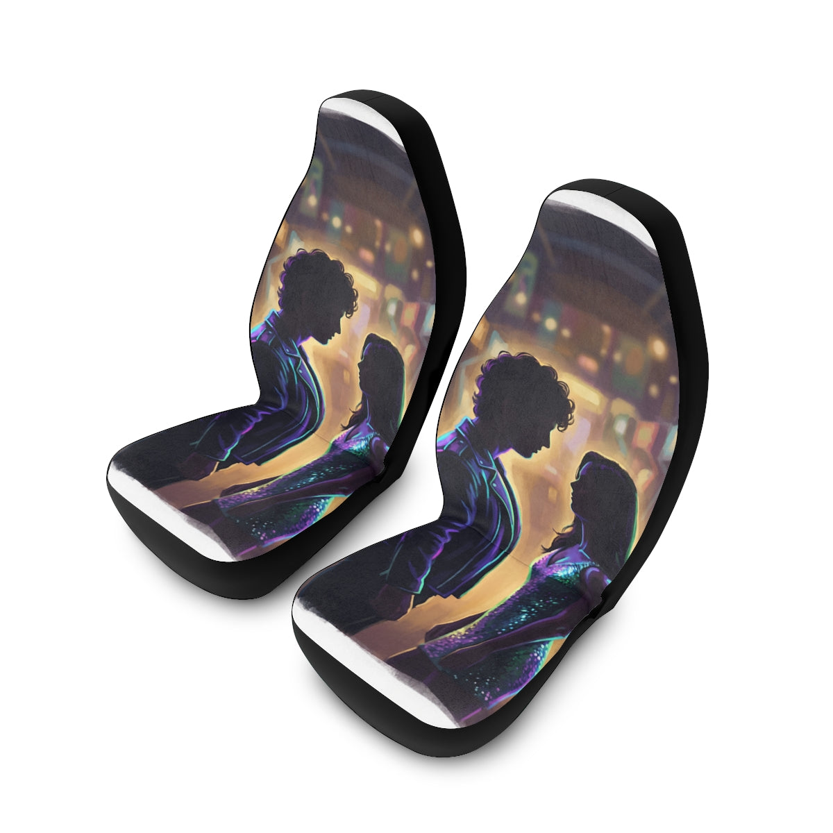 Retro Arcade Car Seat Covers with Neon Art