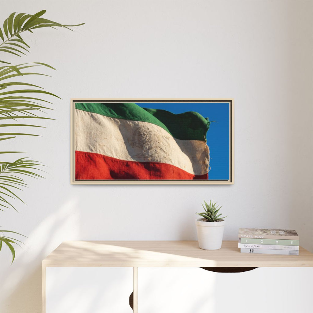 Framed Canvas Art - Distressed Flag — Natural / 1.25"