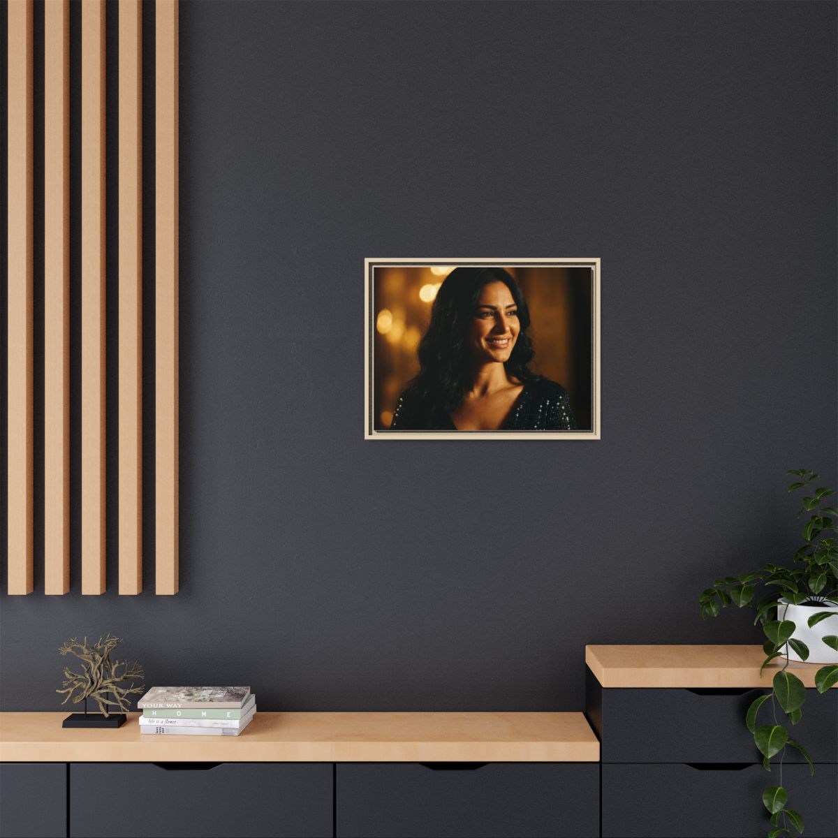 Framed Canvas Art - Golden Glamour — Natural / 1.25"