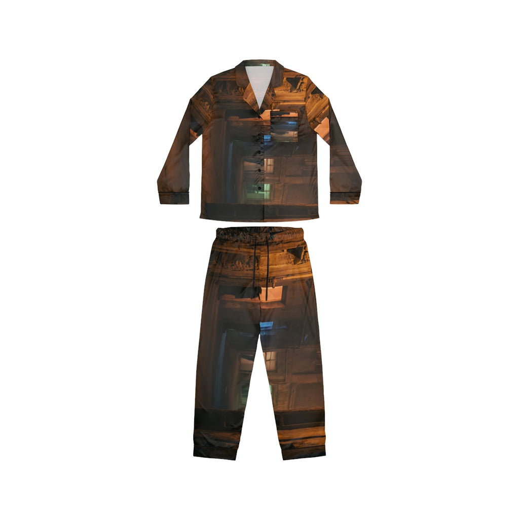 Women's Satin Pajamas - Shadowed Alleyway Mystery Art Print...