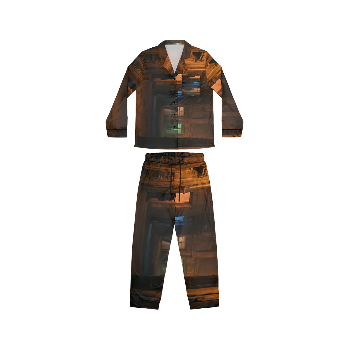 Women's Satin Pajamas - Shadowed Alleyway Mystery Art Print...