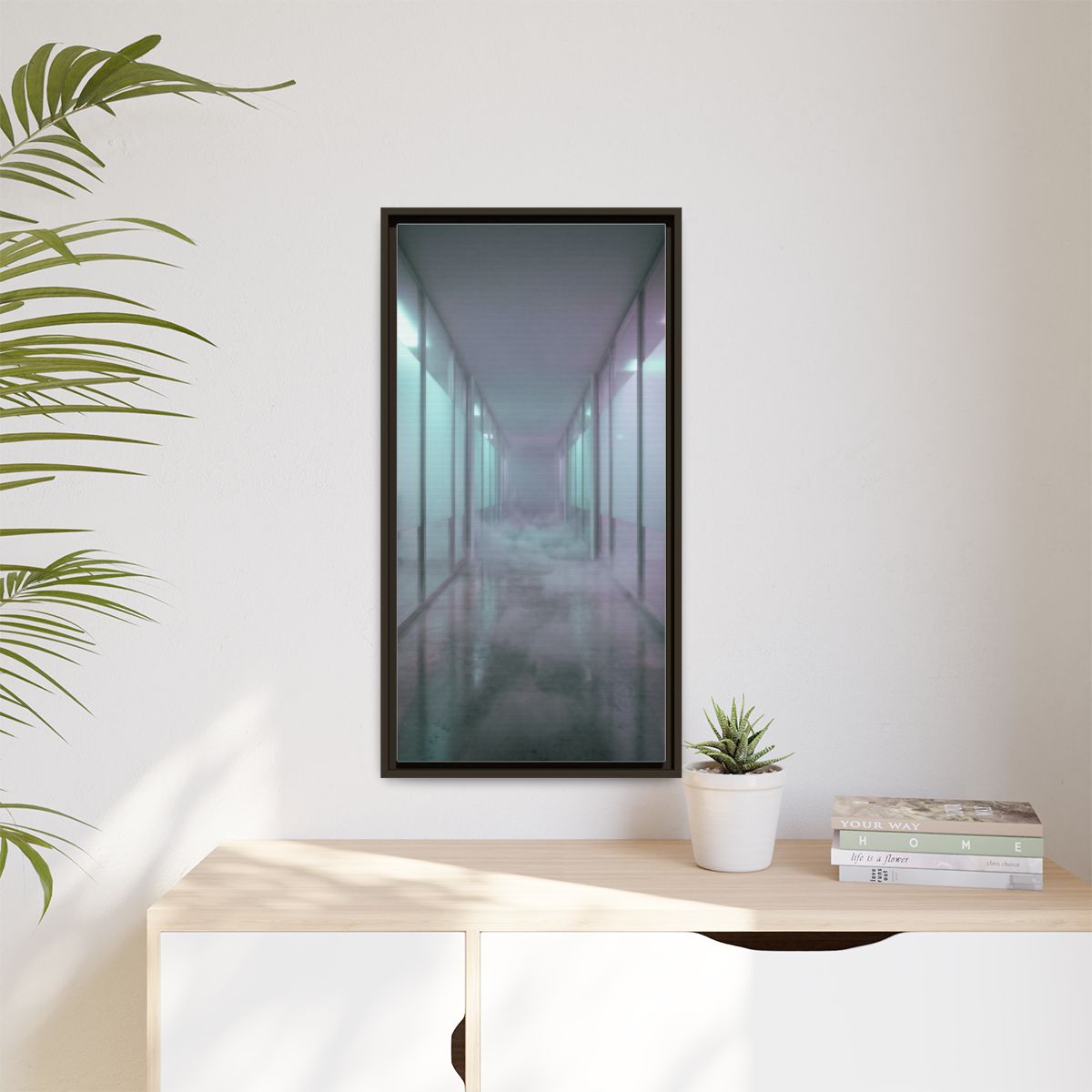Matte Canvas, Framed - Liminal Corridor Fog Art Print —... |...