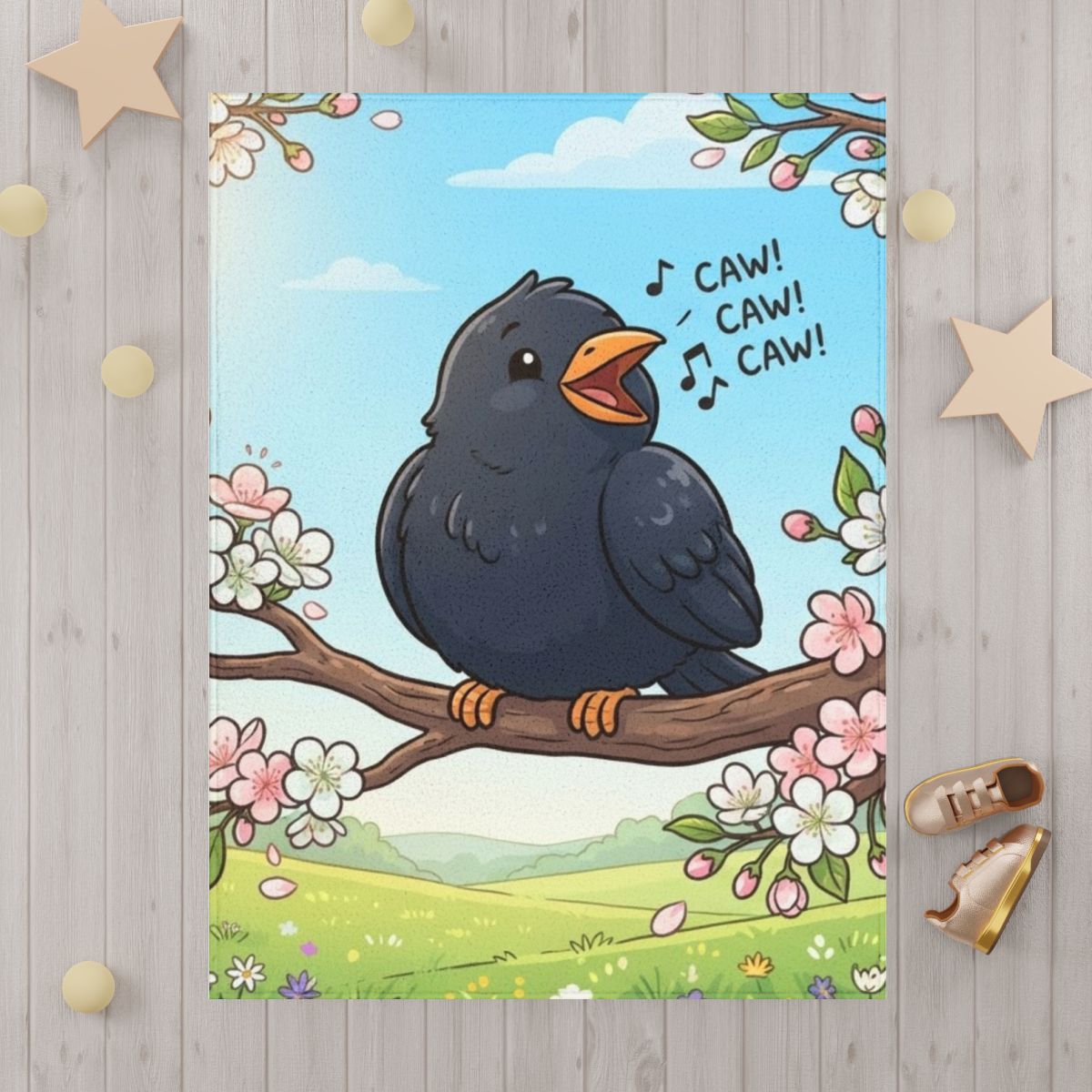 Toddler Blanket - Spring Songbird Meadow | Echovira Gallery