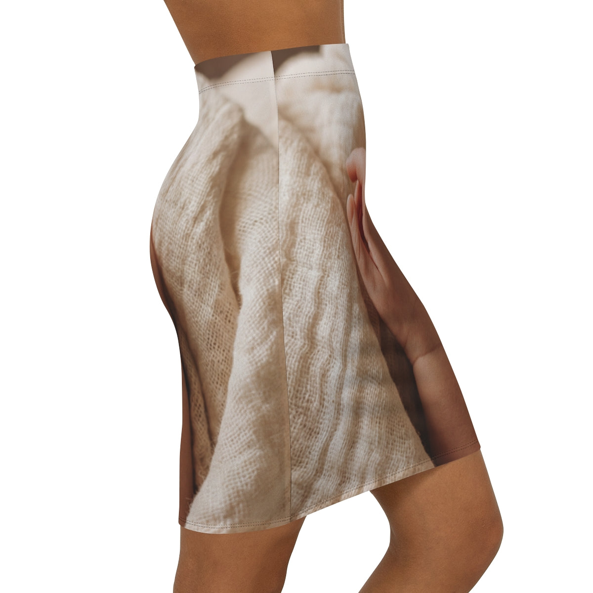 Women's Mid-Waist Pencil Skirt - Tender Newborn Hand in Soft...