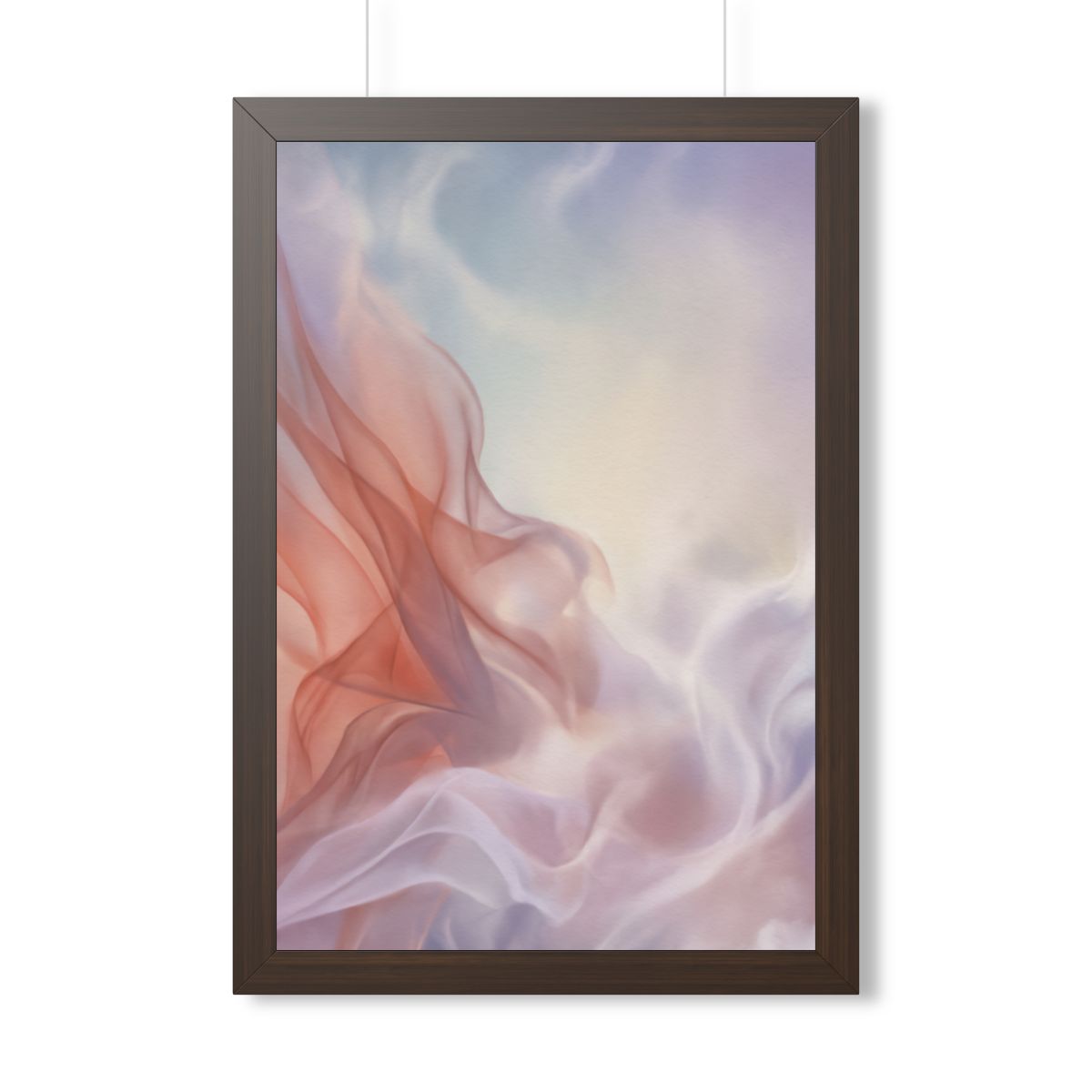 Framed Vertical Poster - Ethereal Silk Flow Pastel... |...