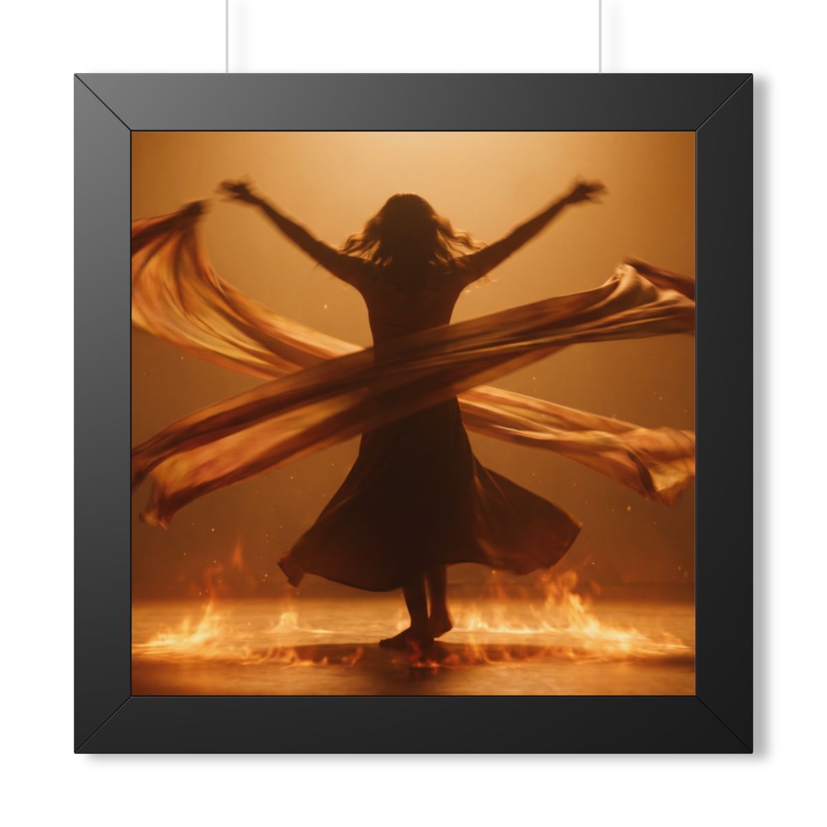 Framed Vertical Poster - Fire Dance Ascent — Black (11×14......