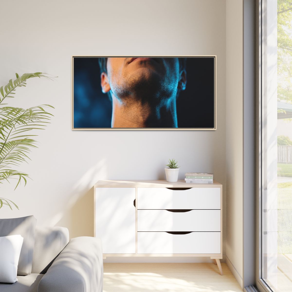 Matte Canvas, Framed - Neon Shadows Cinematic Portrait Art...