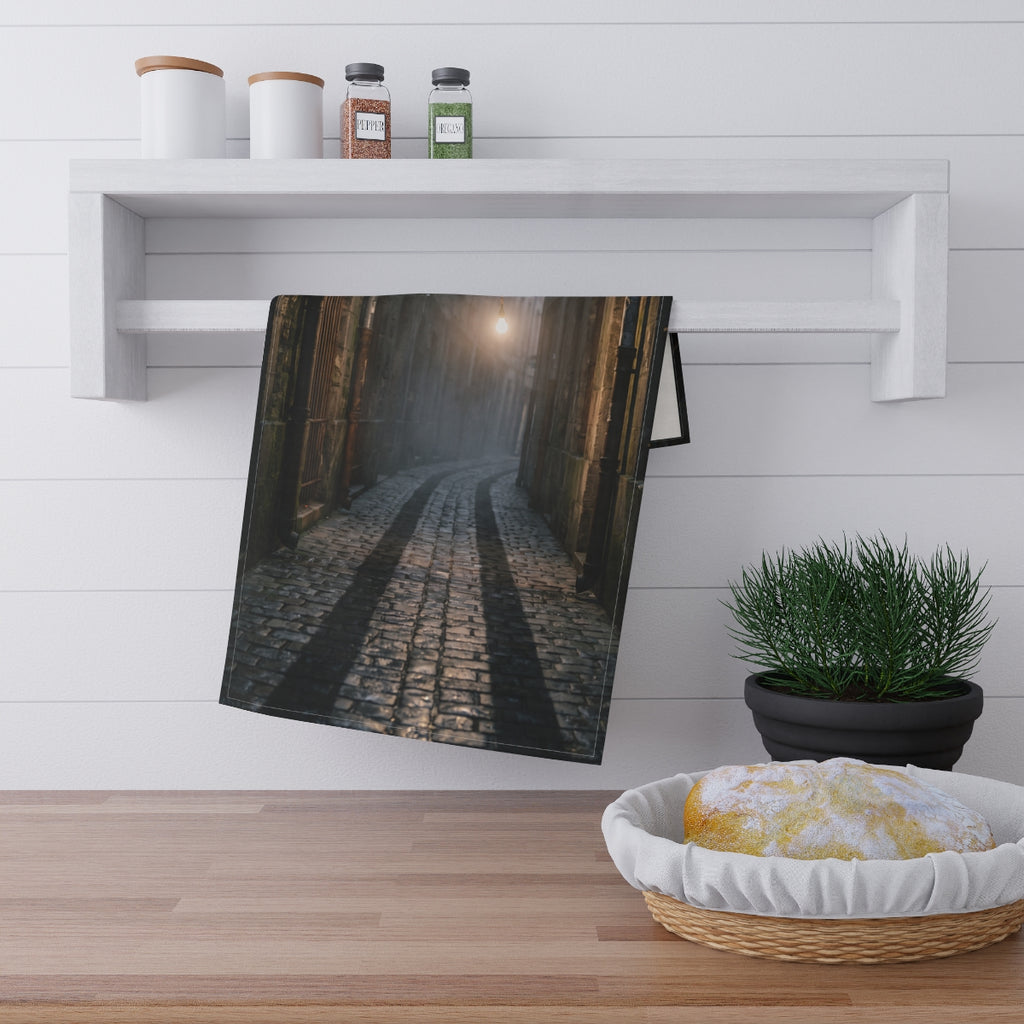 Tea Towels - Moody Cobblestone Alley | Echovira Gallery