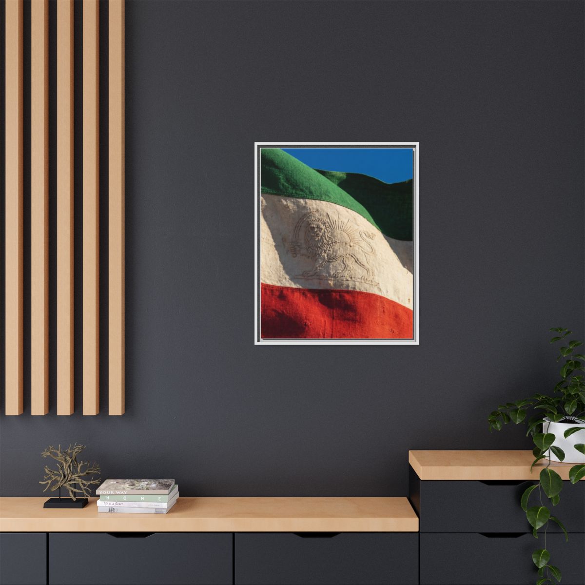 Framed Canvas Art - Distressed Flag — White / 1.25"