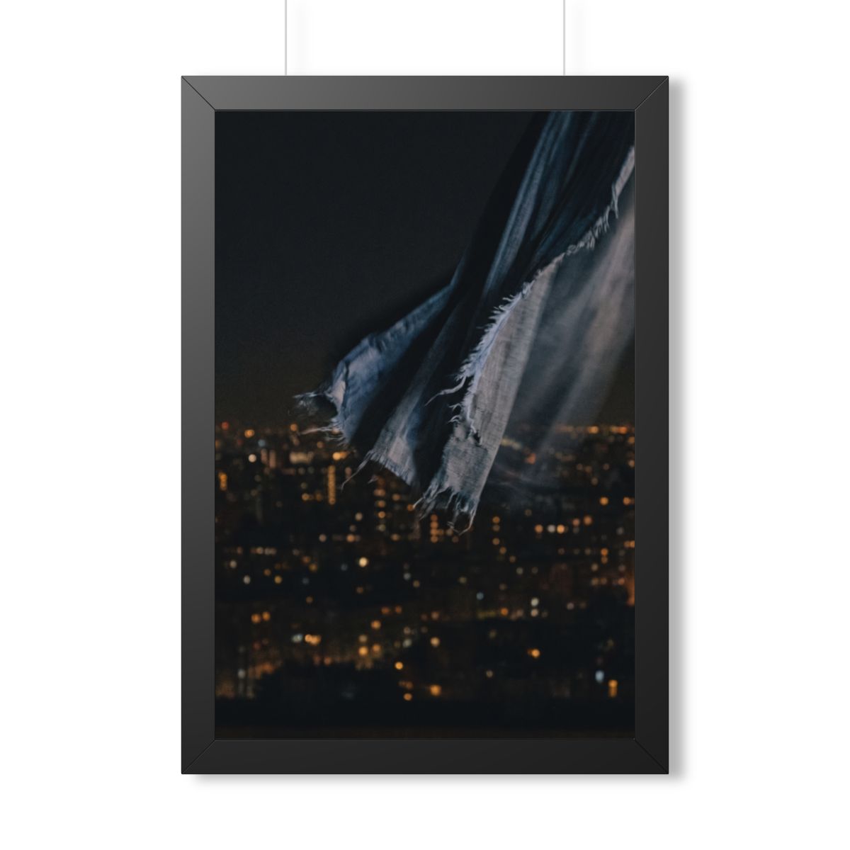 Framed Vertical Poster - City Lights Nocturne — Black... |...
