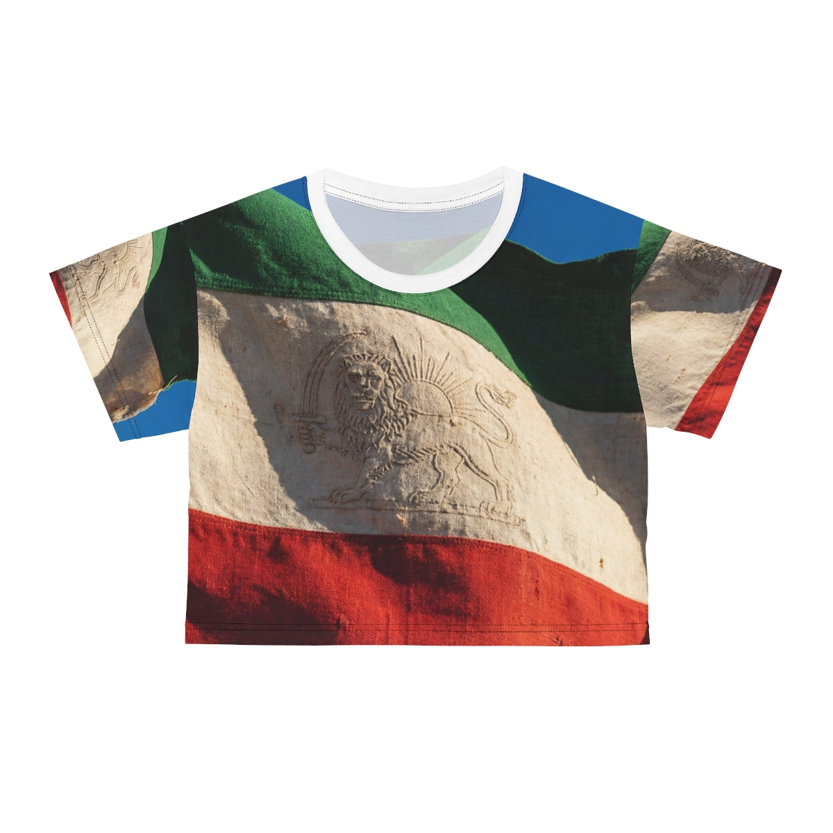 Crop Tee - Vintage Lion Flag design | Echovira Gallery