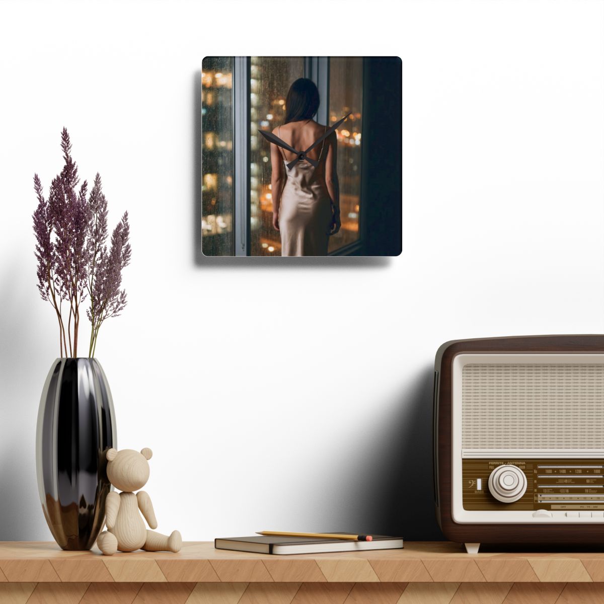 Acrylic Wall Clock - Midnight Champagne Hours | Echovira...