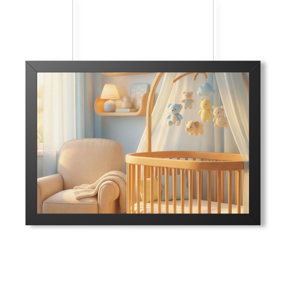 Framed Horizontal Poster - Dreamy Serene Nursery Art — Black...