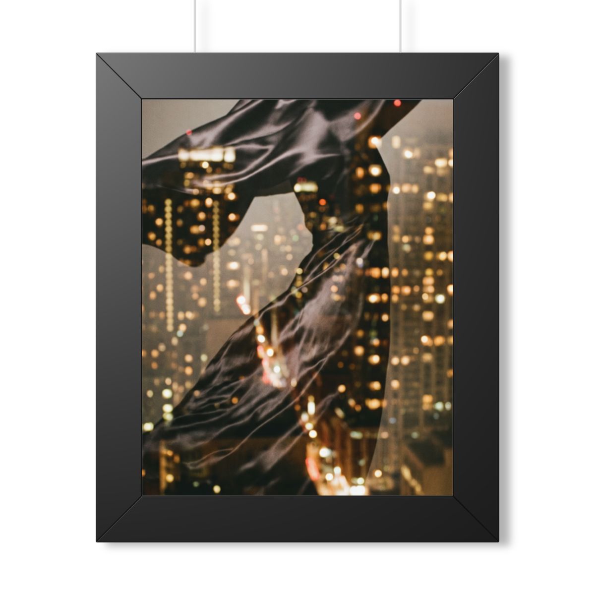 Framed Vertical Poster - Nocturnal City Metamorphosis Art —...