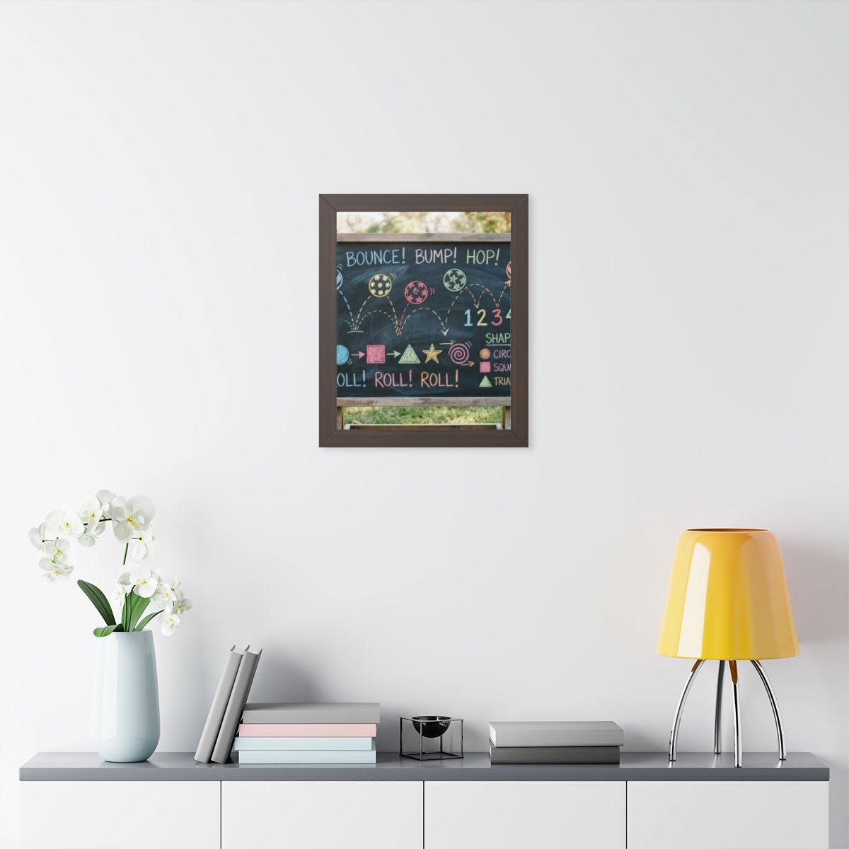 Framed Vertical Poster - Chalkboard Playground — Walnut... |...