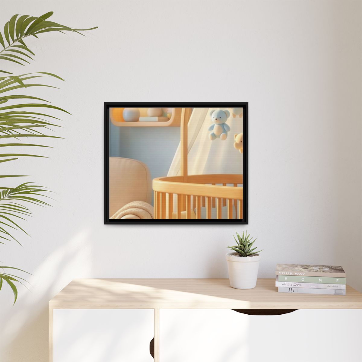 Matte Canvas, Framed - Dreamy Serene Nursery Art — Black /...