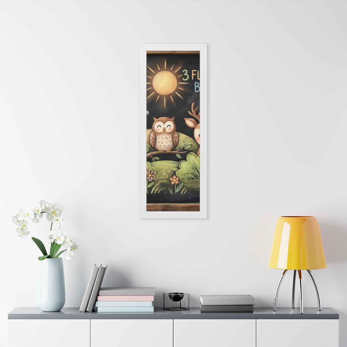 Framed Vertical Poster - Woodland Friends Meadow — White......